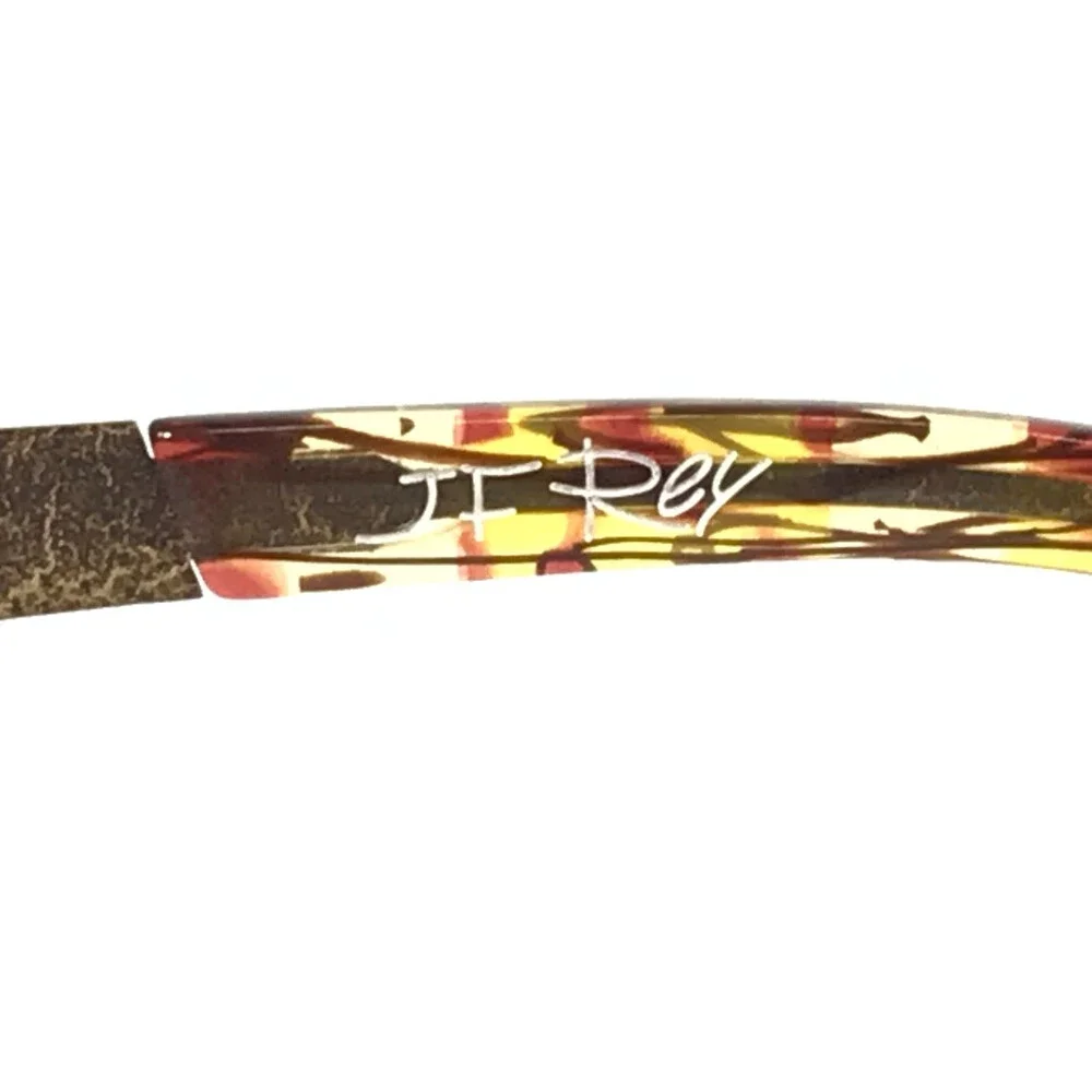 J.F. Rey Eyeglasses Frames JF2602 0059 Black Gilded Gold Lizard Print 55-18-130